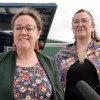 Crown-Indigenous relations minister Rebecca Alty, left, with Indigenous services minister Mandy Gull-Masty in Inuvik. Karli Zschogner for Cabin Radio