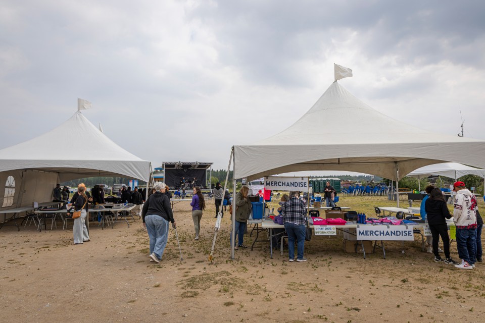 The Hay Days festival site at the town's public beach. Ollie Williams/Cabin Radio