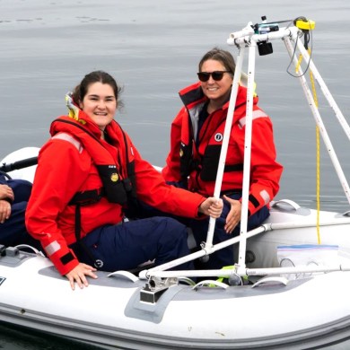 Expedition members on a quadrat drop for the kelp study. Photo submitted by Jennifer Dalton