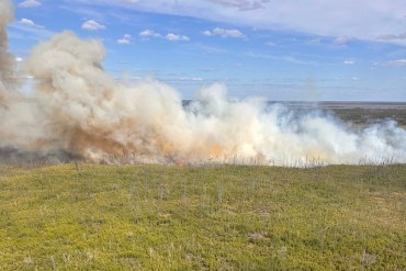 Fire SS031 south of Fort Resolution in mid-August 2025. Photo: NWT Fire