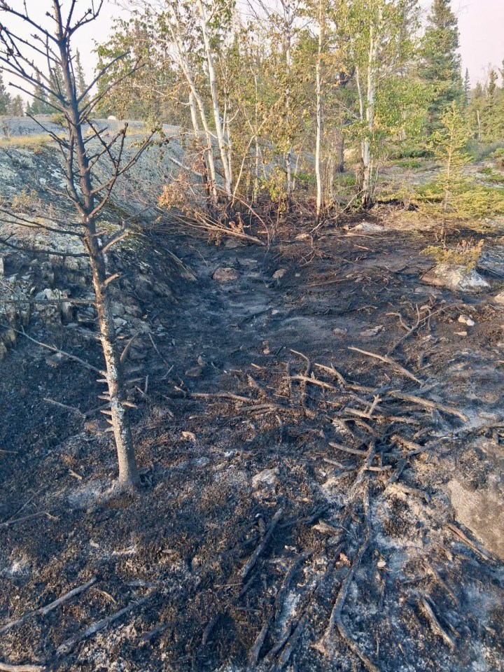 An abandoned campfire, dubbed wildfire ZF050, near Yellowknife in mid-August 2025. Photo: NWT Fire