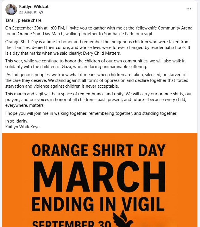 A screengrab provided by Kaitlyn WhiteKeyes of her initial event invite.
