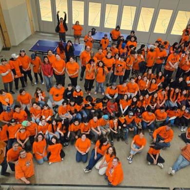 A submitted photo of East Three Secondary School students on Orange Shirt Day.