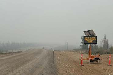 The road outside Whatì is seen in a photo published by Shaun Moosenose on September 1, 2025.