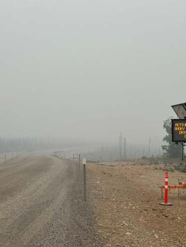 The road outside Whatì is seen in a photo published by Shaun Moosenose on September 1, 2025.