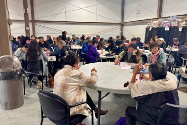 Evacuees inside Hay River's evacuation centre. Photo: Town of Hay River