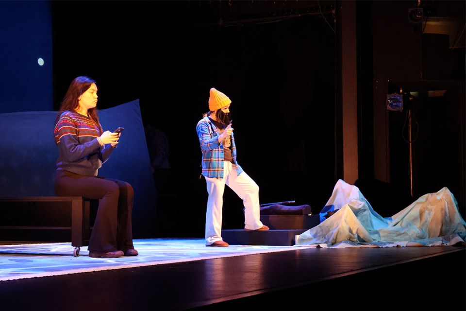 Two actresses on stage