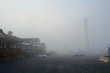 Fog – for the most part – in Yellowknife on September 27, 2025. Ollie Williams/Cabin Radio