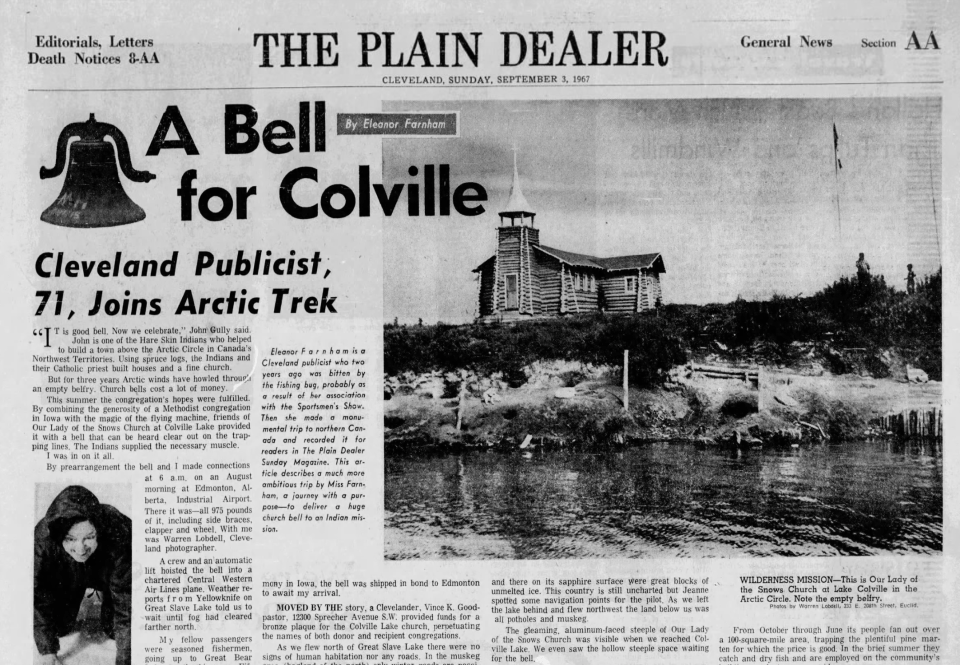The Cleveland Plain Dealer's coverage of Colville Lake's bell in 1967.