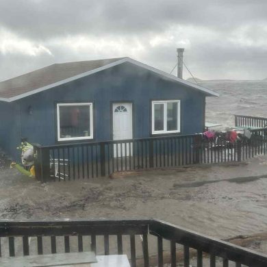 Flooding in Tuktoyaktuk. Photo submitted by Joanne Edwards-Steen