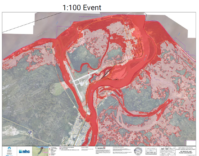 A 1 in 100 year flood probability map for Hay River. 