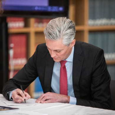 RJ Simpson in a photo posted by the premier's office to Facebook.