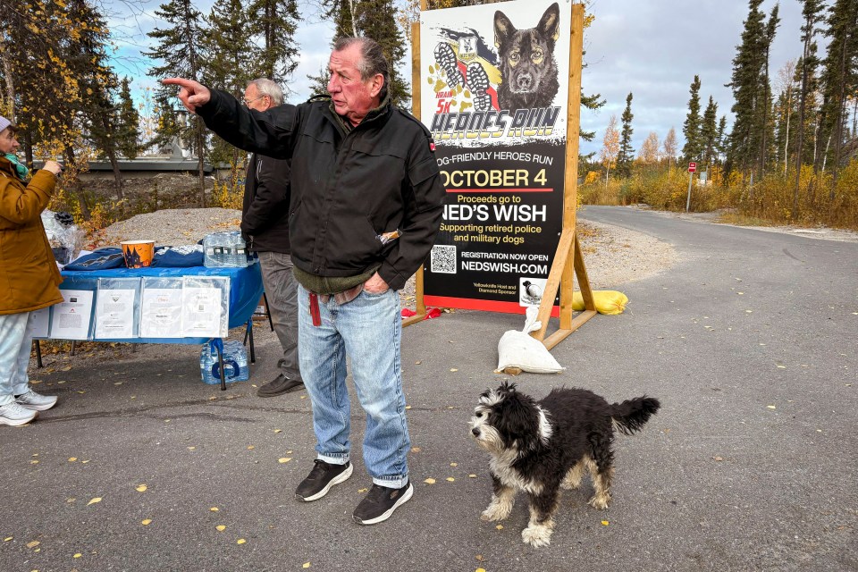 Joe McBryan with Patches. Jasmine Nasogaluak/Cabin Radio