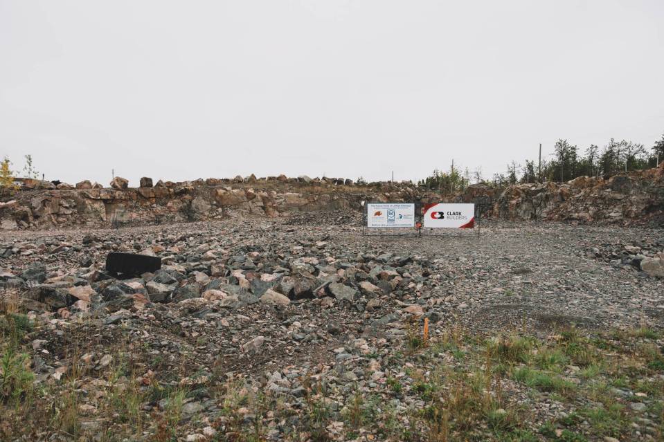 The site of the new Larga Kitikmeot building in Yellowknife, next to Mary Brown's. Sarah Pruys/Larga Kitikmeot