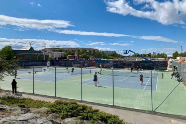 Tennis courts in Yellowknife are seen in a photo posted online by the city's tennis club.