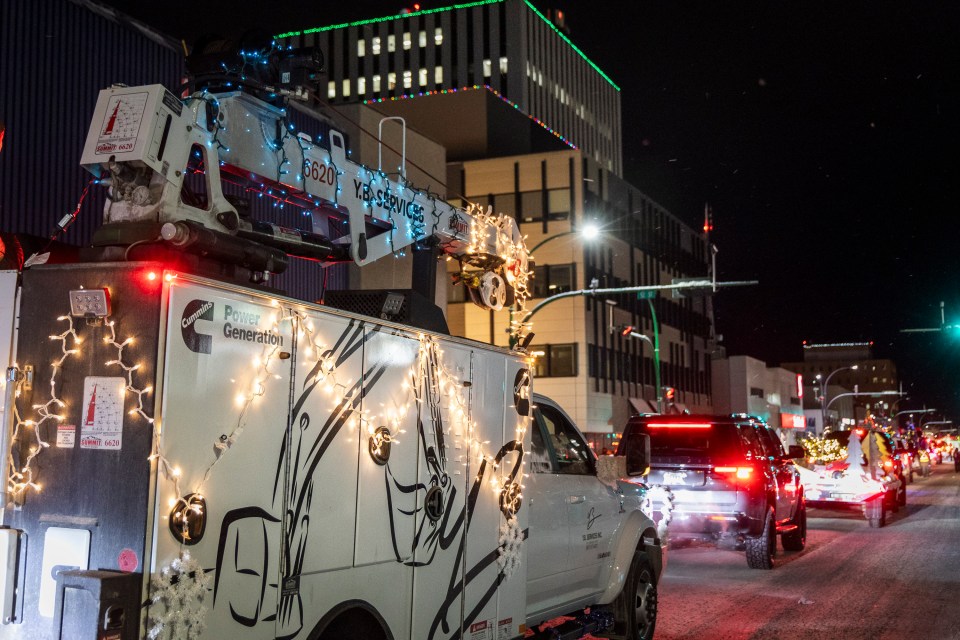 A YB Services truck in the parade. Ollie Williams/Cabin Radio