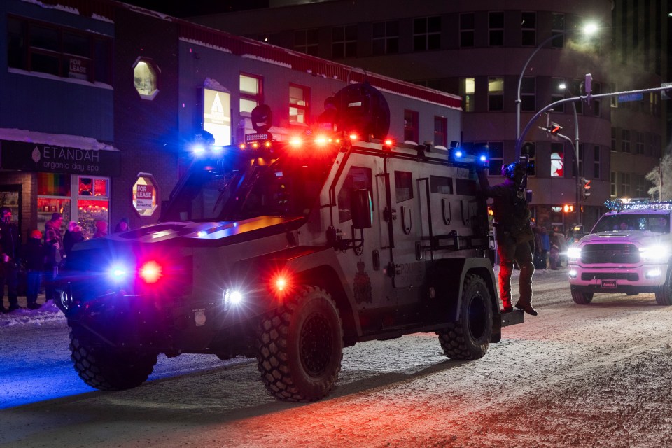 NWT RCMP's Christmas present to itself, a tactical armoured vehicle that arrived earlier this month, joins the festivities. Ollie Williams/Cabin Radio