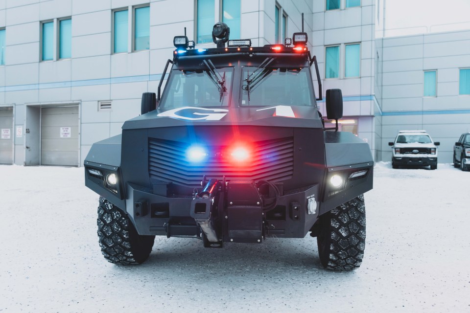 A file photo of the NWT RCMP's tactical armoured vehicle in November 2025. Sarah Pruys/Cabin Radio