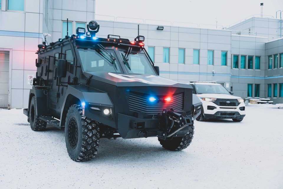 A file photo of the NWT RCMP's tactical armoured vehicle in November 2025. Sarah Pruys/Cabin Radio