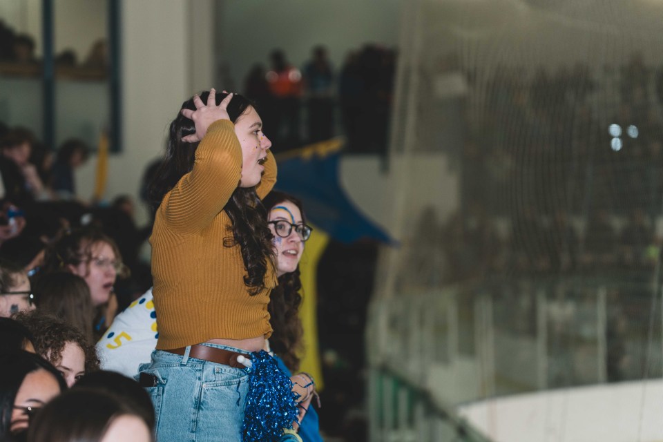 Sir John's students were on the edge of their seats during the hockey games. Sarah Pruys/Cabin Radio