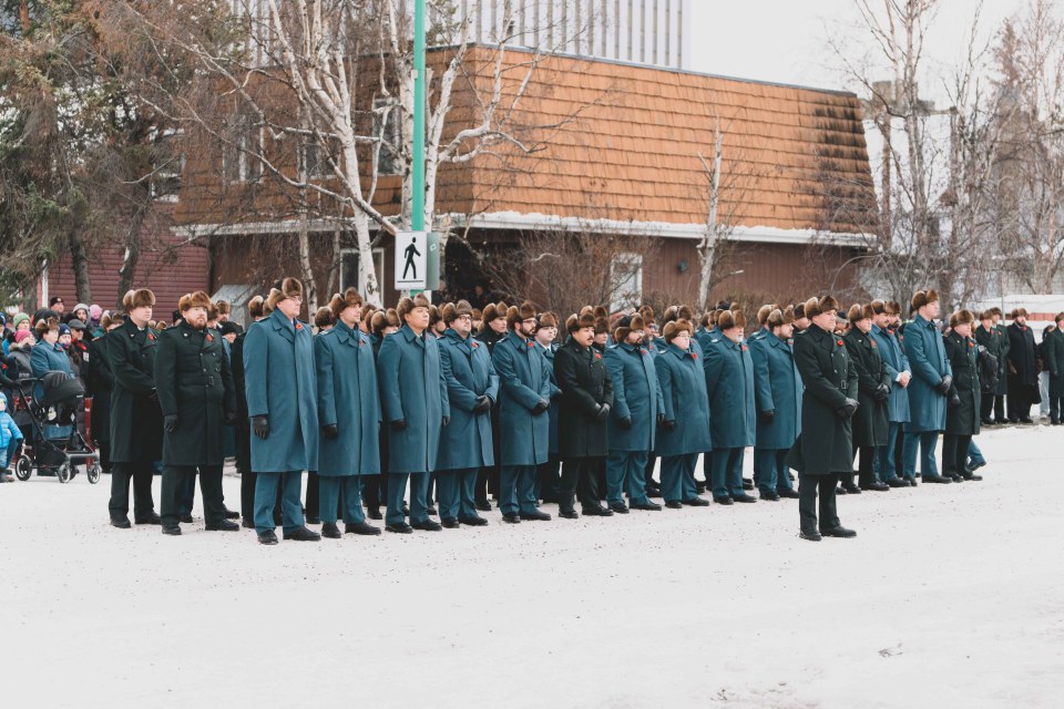 Members of the military at the 2025 Remembrance Day ceremony in Yellowknife. Sarah Pruys/Cabin Radioc