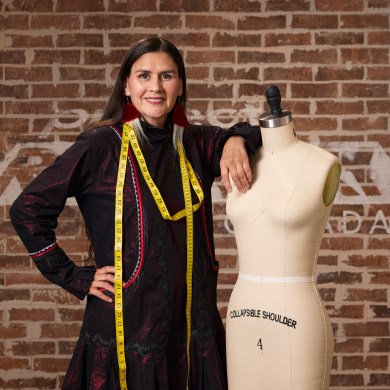 Taalrumiq of Tuktoyaktuk on Canada's Project Runway. Photo: Bell Media/Crave Canada