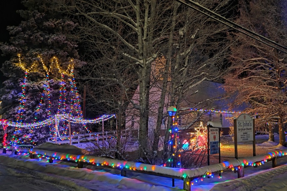St John's Anglican Church decorated for Christmas in December 2025. Photo: Aaron Solberg