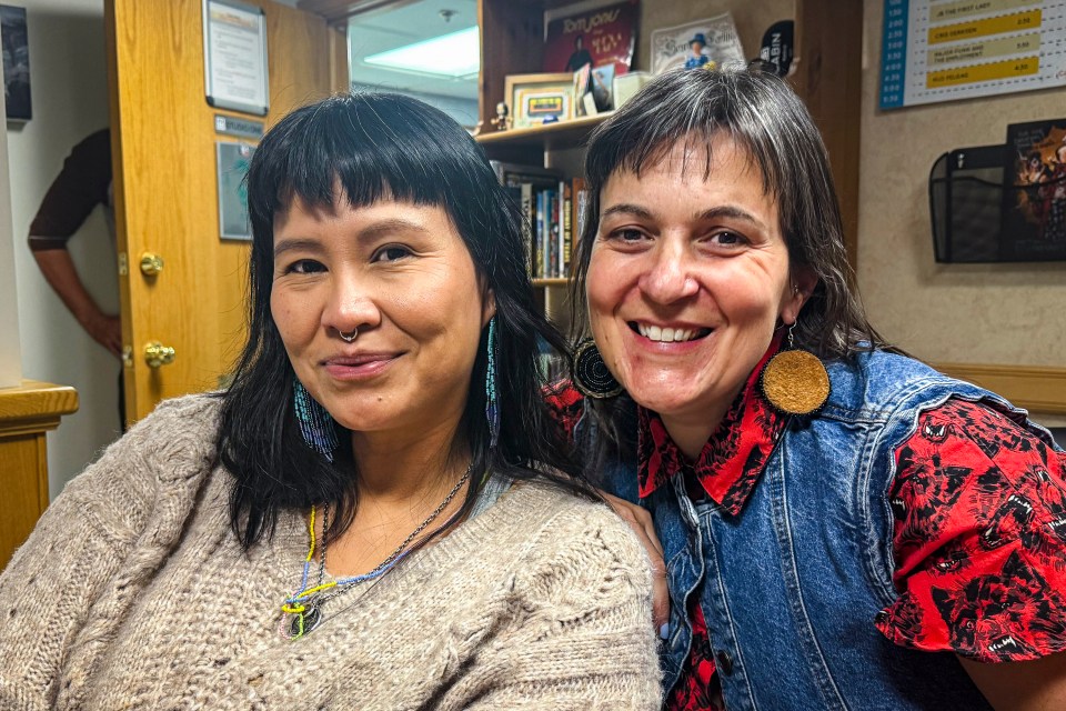Melaw Nakehk’o, left, and Brie O’Keefe. Ollie Williams/Cabin Radio