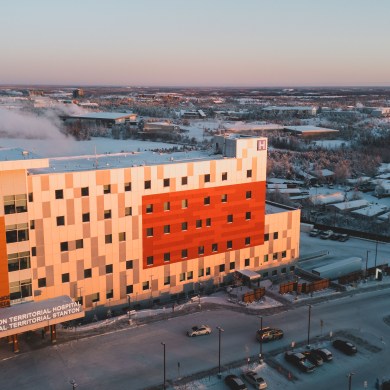 Stanton Territorial Hospital in December 2025. Sarah Pruys/Cabin Radio