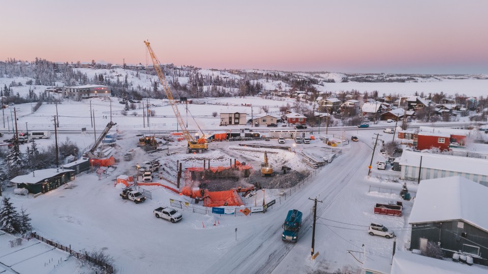 Work continues on Yellowknife's lift station #1. Sarah Pruys/Cabin Radio