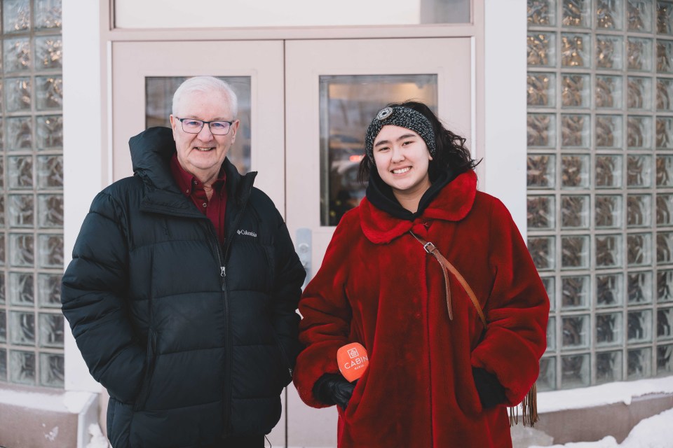 Salvation Army Executive Director with Cabin Radio's Jasmine Nasogaluak. Sarah Pruys/Cabin Radio