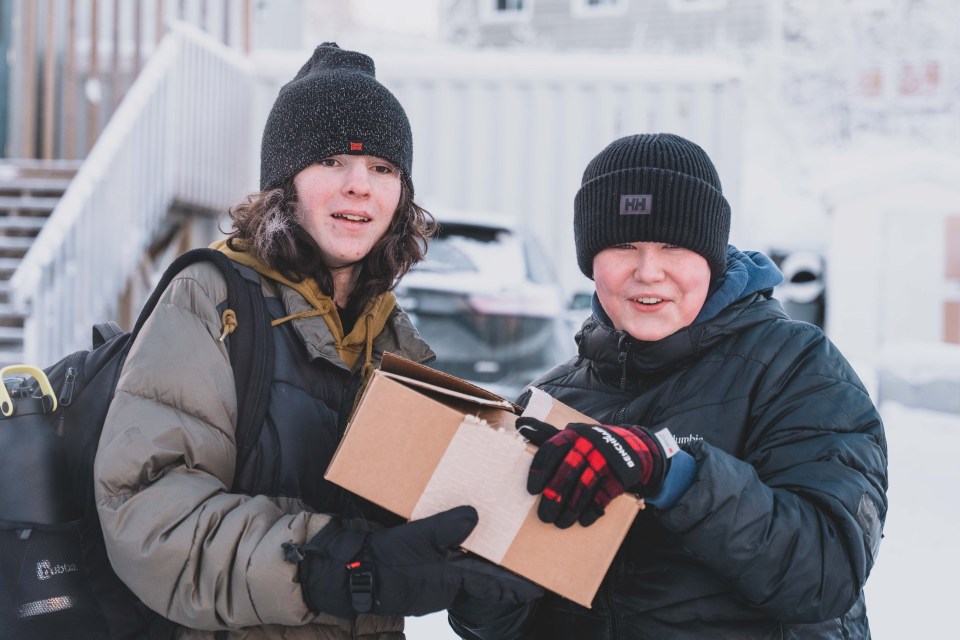 A box of food makes its way to the Salvation Army. Sarah Pruys/Cabin Radio
