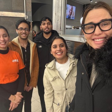 In a submitted photo, Ricky's staff pose alongside Jennifer Garner, right.