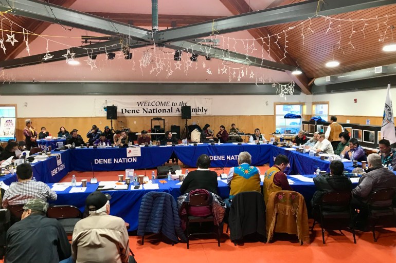 The Dene National Assembly's delegates on the morning of January 20, 2026. Cody Punter/Cabin Radio
