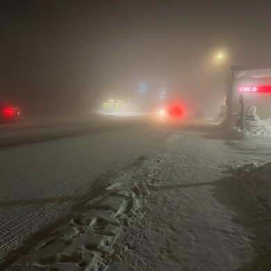 A submitted photo of ice fog in Inuvik.