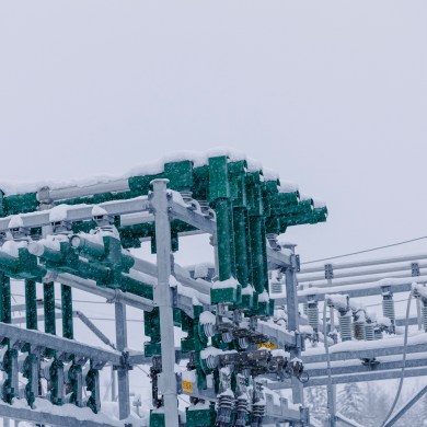 Power infrastructure in Yellowknife in January 2026. Ollie Williams/Cabin Radio