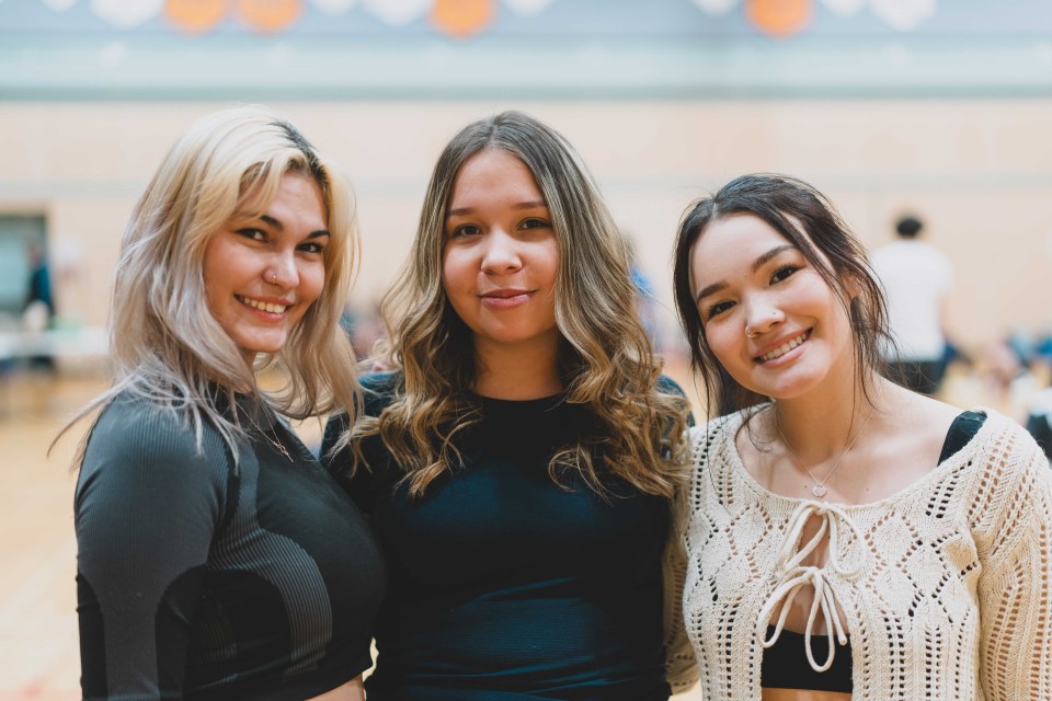 From left, Dayle Cole, Reanna Brownlee, and Cassandra Collison at Arctic sports tryouts. Sarah Pruys/City of Yellowknife