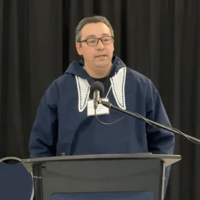 Erwin Elias shortly after winning the IRC chair election, in a still from the IRC's live stream.