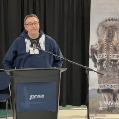 Erwin Elias, shortly after winning the IRC chair election, in a still from the IRC's live stream.