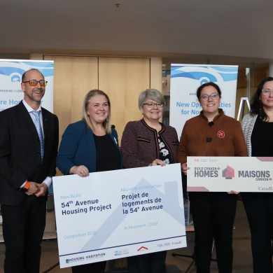 Dignitaries at a press conference about the Rockhill transitional housing project. Aastha Sethi/Cabin Radio