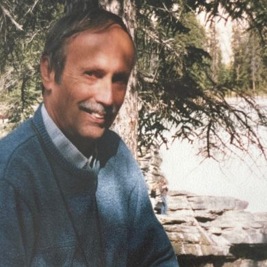 A submitted photo of Bruce enjoying nature at the falls near Hay River in 2006.