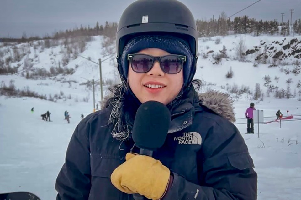 Michelle Chiu was one of the newer snowboarders that attended the clinic. Emily Blake/Cabin Radio