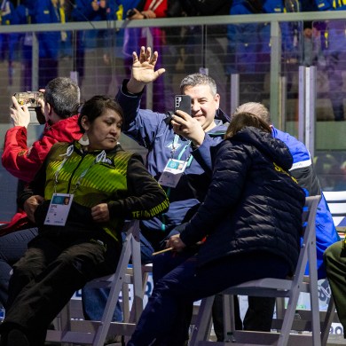 Vince McKay, centre, at the opening ceremony of the 2024 Arctic Winter Games. Ollie Williams/Team NT