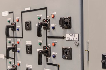 A control panel inside NTPC's Jackfish substation. Ollie Williams/Cabin Radio