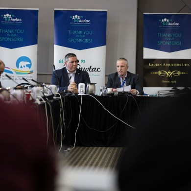 Maca minister Vince McKay, left, and deputy minister Gary Brennan. Ollie Williams/Cabin Radio