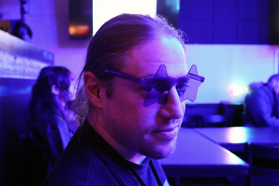 man with star glasses