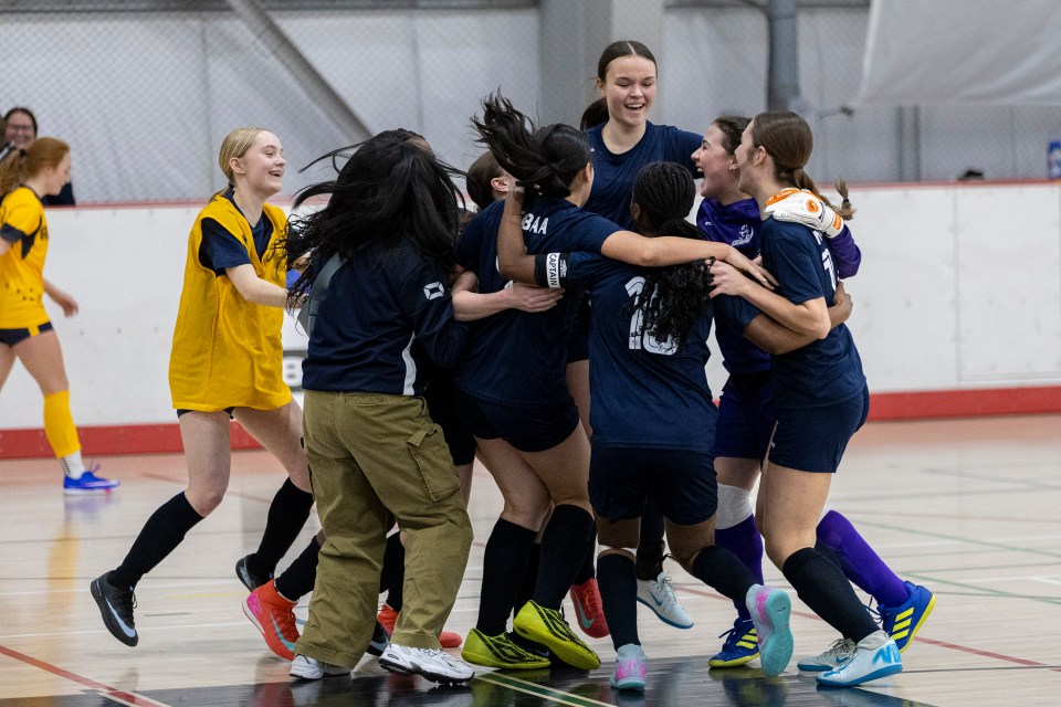 Players celebrate at the final whistle. Ollie Williams/Team NT