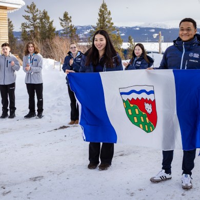 Reese Wainman and Kingston Torindo at Team NT's flagbearer announcement on March 8, 2026. Ollie Williams/Team NT