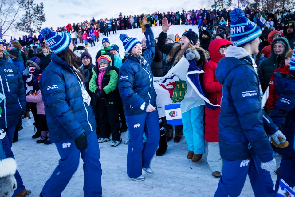 A novel feature of this year's ceremony was a parade through Whitehorse to the venue, with NWT fans among those lining the route. Ollie Williams/Team NT