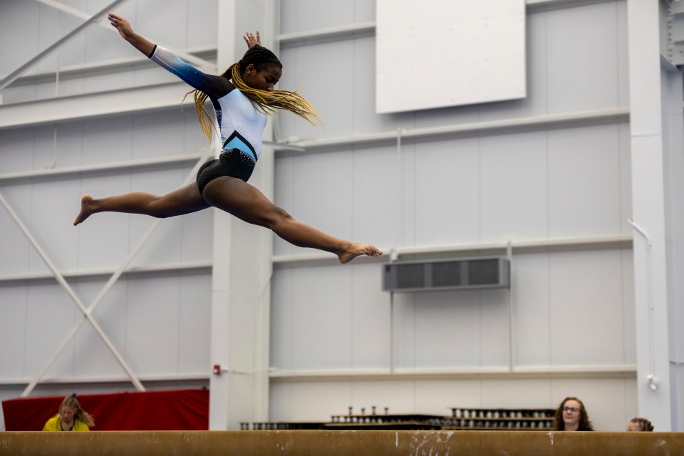 Team NT's Malia Williams warms up on beam during the gymnastics team event. Ollie Williams/Team NT